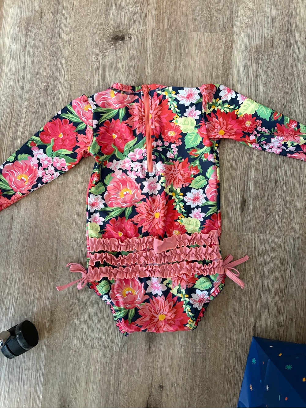 Ruffle Butts Navy Floral Ruffle One-Piece